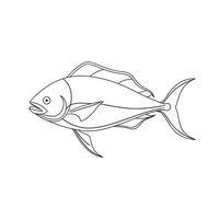 Mahi fish continuous line art flat illustration on white background vector