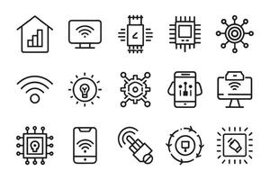 Sensor, IoT. Artificial Intelligence related editable icon set isolated flat illustration white background vector
