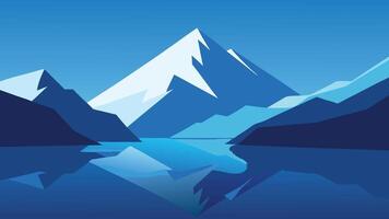lake reflecting a majestic glacier in the background, showcasing the beauty of nature's icy formations flat illustration Nature background. vector