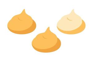 Smooth and creamy mayonnaise dollop dripping isolated flat illustration white background. vector