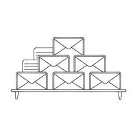 Mail Organizer Miscellaneous Furniture isolated continuous line art flat illustration on white background vector