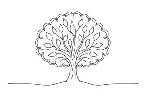 Lime Tree isolated continuous line art flat illustration on white background. vector