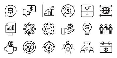Procurement management and strategy related editable stroke outline icons set isolated flat illustration on white background vector