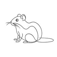 Vole Animal continuous line art flat illustration on white background vector