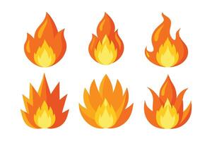 Fire set flat illustration on white background vector