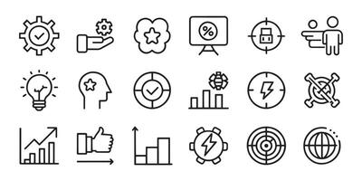 Strengths, weaknesses, opportunities and threats related editable stroke outline icons set isolated flat illustration on white background vector