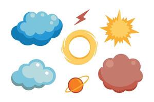 Colorful Boom bubble ring cloud thunder explosion cartoon pop set isolated flat illustration on white background vector