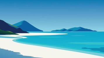 stunning view of Thailand's pristine beaches, featuring soft white sand and crystal-clear turquoise waters under a bright skyflat illustration Nature background. vector
