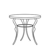Small Table Miscellaneous Furniture isolated continuous line art flat illustration on white background. vector
