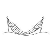 Hammock Outdoor Furniture isolated continuous line art flat illustration on white background vector