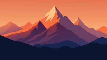 Stunning mountain landscape with impressive peaks and serene valleys, suitable for stock videos and royalty free content flat illustration Nature background. vector