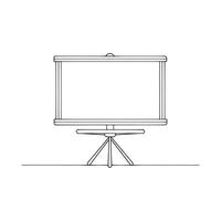 Projection Screen Specialty Furniture isolated continuous line art flat illustration on white background. vector
