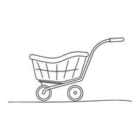 Side Cart Miscellaneous Furniture isolated continuous line art flat illustration on white background. vector