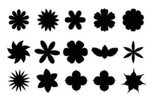 Flower abstract silhouettes set isolated flat illustration on white background. vector