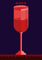 A wine glass with red liquid in it on a dark background vector