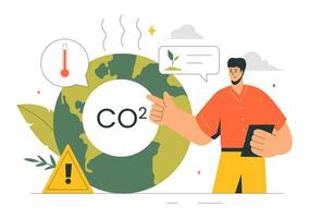 Save Earth from Climate Change Illustration of CO2 Emissions from Vehicles and Factories vector