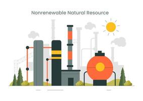 Flat Style Illustration of Nonrenewable Energy Sources Including Petroleum, Coal, and Natural Gas vector
