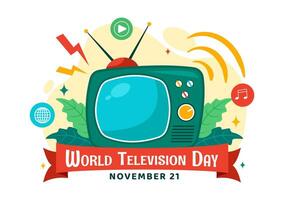 World Television Day Flat Art with TV and Broadcast Themes for November 21 vector