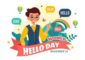 World Hello Day Illustration of Global Language Speech Bubbles in Flat Style vector