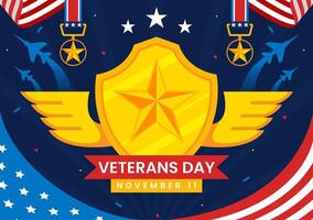 Veterans Day Commemorative Design with American Flag and Service Members vector