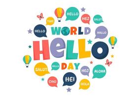 World Hello Day with Global Greetings in Speech Bubbles for Cultural Celebration vector