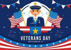 USA Veterans Day Artwork with Flag and Soldiers for Honoring Military Service vector