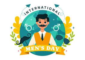 Men's Day Illustration on November 19 with Mens Items like Ties and Beards in Flat Style vector