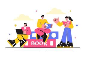 Educational Resources and Books Illustration in a Colorful Cartoon Background vector