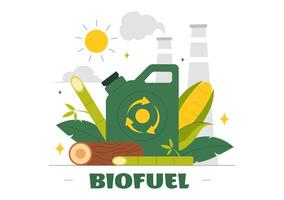 Natural Biofuel Sources and Biogas Production from Plants in a Cartoon Background Design vector