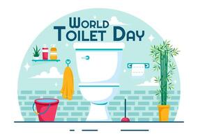 Flat Style Cartoon Background for World Toilet Day with Hygiene Products on November 19 vector