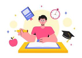 Knowledge and Education Illustration with School Items and Studying Elements in Flat Style vector