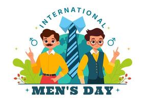 International Men's Day Celebration Illustration with Ties, Mustaches, and Men's Essentials in Flat Style vector