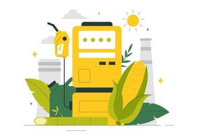 Life Cycle of Biogas Production with Organic Materials and Green Barrels in Flat Style Illustration vector
