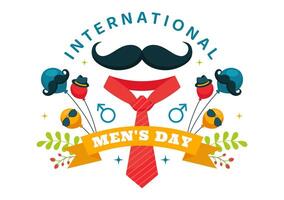 Illustration of International Men's Day on November 19 with Mens Accessories and Symbols in Flat Cartoon Style vector