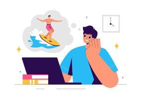 Imagining and Dreaming People in Thought Bubbles with a Cartoon Style Background vector
