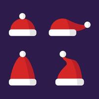 Set of Santa Claus hats with caps of different lengths. vector