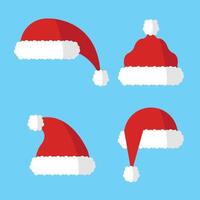 Set of different Santa hats. vector