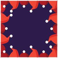 Frame with Santa hats on dark background. vector