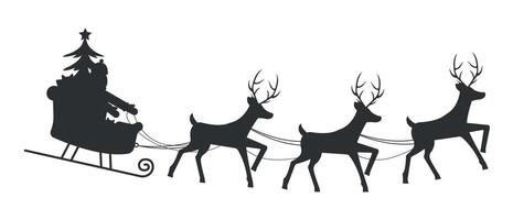 Santa with his reindeer in a harness. vector