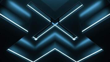 Abstract technology background with bright neon lights. Design. Bright geometric pattern with a cross shape creating optical illusion effect . video