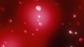 Bursting bubbles on colored background. Motion. Transparent bubbles burst in space. Beautiful soap bubbles move and burst in air on red stone video
