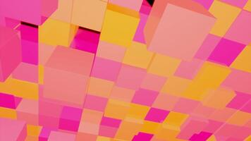 Abstract bright cubes moving upwards and backwards on a black background. Design. Jumping 3D colorful cubes. video