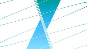 White background. Motion. A blue line in the animation that moves apart in different directions and light triangles appear, filling the entire space. video
