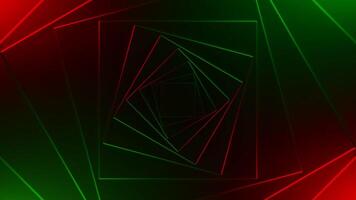 Purple and green background with red and blue running lights. Design.Dark background with repetitive light running in a circle in the animation. video