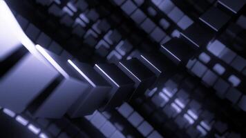 Abstract rotating parts of a mechanism. Design. Optical illusion with spinning lines of 3D cubes. video