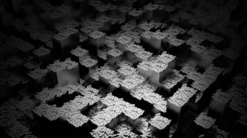 Blue and gray background. Design. Moving squares rising from the black floor in 3D format. video