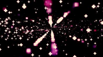 giratorio corriente de luminoso partículas y rayos diseño. luminoso partículas y rayos girar en vórtice. explosivo cósmico corriente con brillante partículas y rayos video