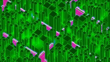 Green and red background. Design. Bright animation consisting of small squares and rectangles of different colors that moves in different directions. video