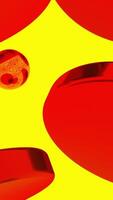 Contrasting red and yellow hypnotic optical illusion. Design. Small ball jumping from one disk to another, seamless loop. video