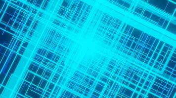Animation with rotating square tunnel. Design. Neon linear squares in rotating tunnel. Beautiful dizzying tunnel of neon squares video